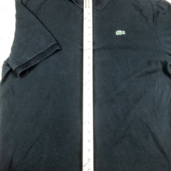 Lacoste Polo Shirt Mens Black Size 7 Short Sleeve Casual Crocodile Logo COLLARED - Picture 5 of 8